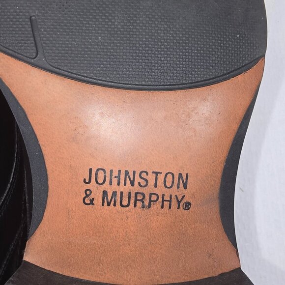 JOHNSTON AND MURPHY BARTLETT MOC TOE SHOES BLACK NAPPA LEATHER, MENS 8 EUC - Picture 4 of 7